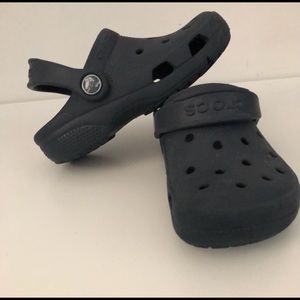 Navy blue toddler boy crocs
